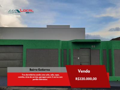 Casa para Venda, em , bairro Gutierrez, 3 dormitrios, 1 banheiro, 1 sute, 2 vagas