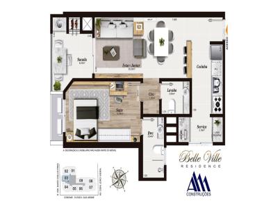 Apartamento 1 dormitrio para Venda, em So Jos, bairro Campinas, 1 dormitrio, 2 banheiros, 1 sute, 1 vaga