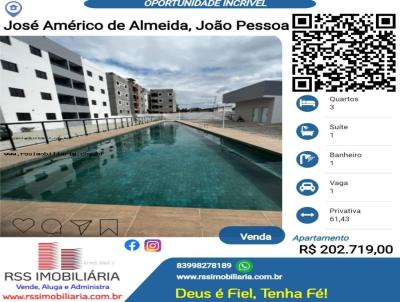 Apartamento para Venda, em Joo Pessoa, bairro Jos Amrico de Almeida, 3 dormitrios, 1 banheiro, 1 sute, 1 vaga