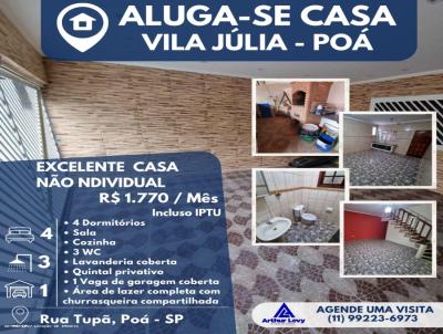 Casa para Locao, em Po, bairro Vila Jlia, 4 dormitrios, 3 banheiros, 1 vaga