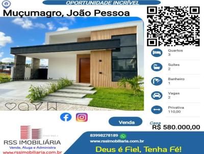 Casa para Venda, em Joo Pessoa, bairro Muumagro, 3 dormitrios, 1 banheiro, 2 sutes, 2 vagas