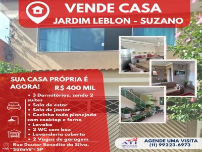 Casa para Venda, em Suzano, bairro Jardim Leblon, 3 dormitrios, 3 banheiros, 2 sutes, 2 vagas