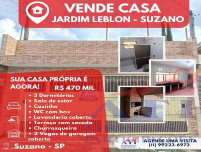 Casa para Venda, em Suzano, bairro Jardim Leblon, 3 dormitrios, 1 banheiro, 2 vagas