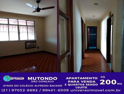 Apartamento para Venda, em So Gonalo, bairro Mutondo, 3 dormitrios, 1 banheiro, 1 sute, 1 vaga