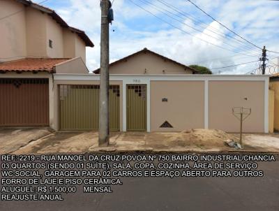 Casa para Locao, em Araguari, bairro INDUSTRIAL, 3 dormitrios, 1 banheiro, 1 sute, 2 vagas
