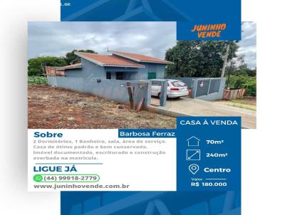 Casa para Venda, em Barbosa Ferraz, bairro Centro, 2 dormitrios, 1 banheiro