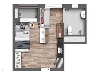 Apartamento para Venda, em So Paulo, bairro Indianpolis, 1 dormitrio, 1 banheiro