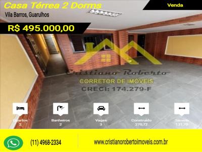 Casa para Venda, em Guarulhos, bairro Vila Barros, 2 dormitrios, 2 banheiros, 3 vagas