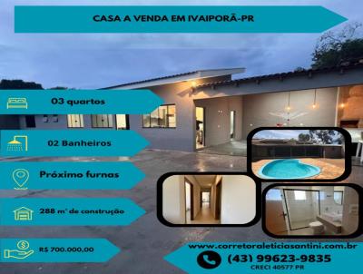 Casa para Venda, em Ivaipor, bairro Alto da Gloria, 3 dormitrios, 3 banheiros, 1 sute, 5 vagas