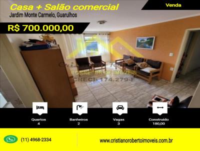 Casa para Venda, em Guarulhos, bairro Jardim Monte Carmelo, 4 dormitrios, 2 banheiros, 3 vagas