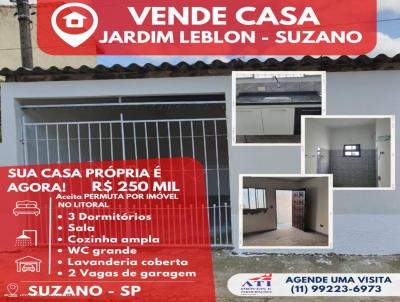 Casa para Venda, em Suzano, bairro Jardim Leblon, 3 dormitrios, 1 banheiro, 2 vagas