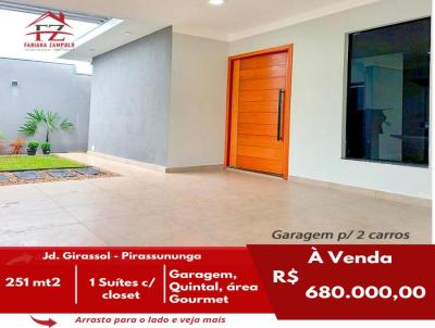 Casa para Venda, em Pirassununga, bairro Jardim Girassol, 2 dormitrios, 2 banheiros, 1 sute, 2 vagas