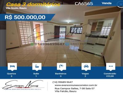 Casa 3 dormitrios para Venda, em Bauru, bairro Vila Souto, 3 dormitrios, 3 banheiros, 1 sute, 3 vagas