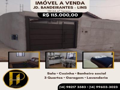 Casa para Venda, em Lins, bairro Jardim Bandeirantes, 3 dormitrios, 1 banheiro