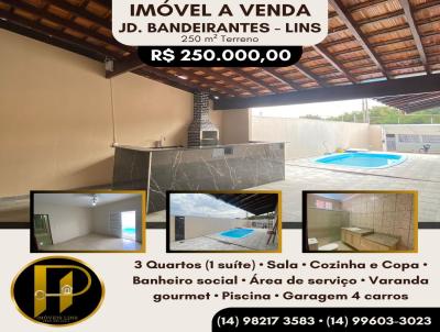 Casa para Venda, em Lins, bairro Jardim Bandeirantes, 3 dormitrios, 2 banheiros, 1 sute, 4 vagas