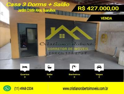 Casa para Venda, em Guarulhos, bairro Jardim Cristin Alice, 3 dormitrios, 2 banheiros, 1 sute, 2 vagas