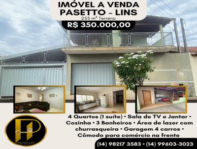 Casa para Venda, em Lins, bairro Nucleo Habitacinal Monsenhor Pasetto, 4 dormitrios, 3 banheiros, 1 sute, 4 vagas