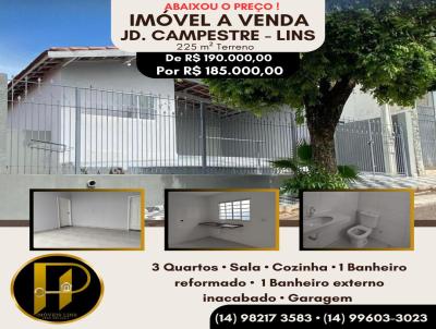 Casa para Venda, em Lins, bairro Jardim Campestre, 3 dormitrios, 2 banheiros