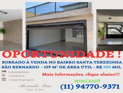 Sobrado para Venda, em São Bernardo do Campo, bairro Santa Terezinha, 4 dormitórios, 2 banheiros, 2 vagas