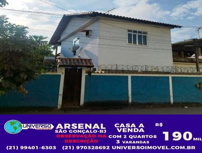 Casa para Venda, em So Gonalo, bairro Arsenal, 2 dormitrios, 1 banheiro, 4 vagas