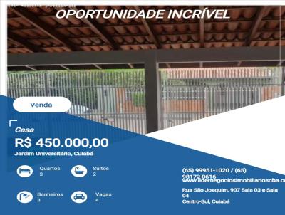 Casa para Venda, em Cuiab, bairro Jardim Universitrio, 3 dormitrios, 3 banheiros, 2 sutes, 4 vagas