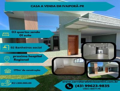 Casa para Venda, em Ivaipor, bairro Jardim America, 3 dormitrios, 3 banheiros, 1 sute, 2 vagas