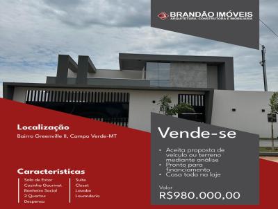 Casa para Venda, em Campo Verde, bairro Greenville, 3 dormitrios, 3 banheiros, 1 sute, 2 vagas