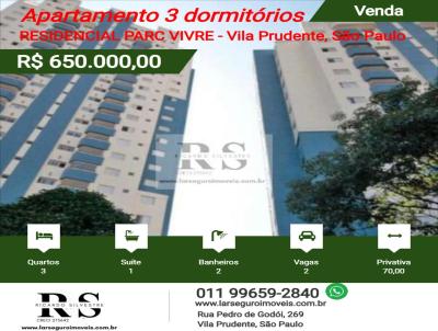 Apartamento 3 dormitrios para Venda, em So Paulo, bairro Vila Prudente, 3 dormitrios, 2 banheiros, 1 sute, 2 vagas
