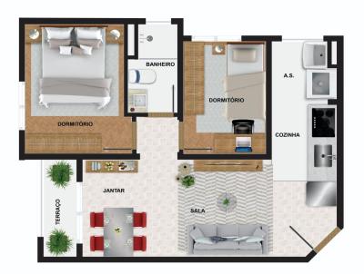 Apartamento para Venda, em Guarulhos, bairro Shopping Maia, 2 dormitórios, 1 banheiro, 1 vaga