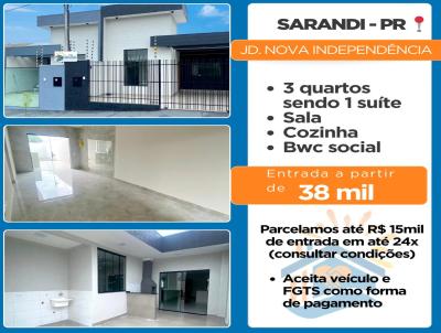 Casa para Venda, em Sarandi, bairro Jd. Nova Independncia, 3 dormitrios, 1 banheiro, 1 sute, 2 vagas