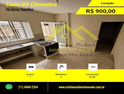 Casa para Locao, em Guarulhos, bairro Vila Barros, 1 dormitrio, 2 banheiros