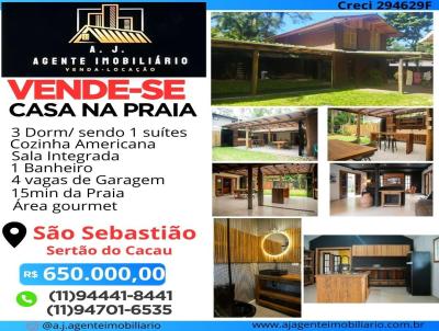 Casa de Praia para Venda, em So Sebastio, bairro Serto do Cacau, 3 dormitrios, 2 banheiros, 1 sute, 3 vagas