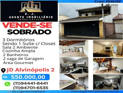 Sobrado para Venda, em Atibaia, bairro Jardim  Alvinpolis 2, 3 dormitrios, 2 banheiros, 1 sute, 2 vagas