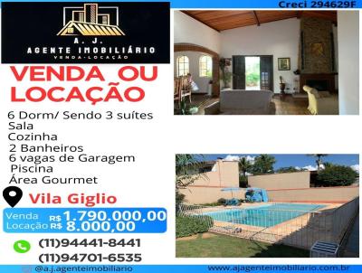 Casa Trrea para Venda, em Atibaia, bairro Villa Giglio, 6 dormitrios, 2 banheiros, 3 sutes, 6 vagas
