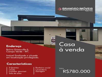 Casa para Venda, em Campo Verde, bairro Greenville, 3 dormitrios, 2 banheiros, 1 sute, 2 vagas