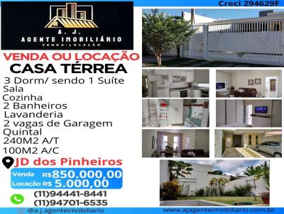 Casa Trrea para Venda, em Atibaia, bairro jardim dos Pinheiros, 3 dormitrios, 2 banheiros, 1 sute, 2 vagas