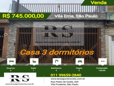 Casa 3 dormitrios para Venda, em So Paulo, bairro Vila Ema, 3 dormitrios, 4 banheiros, 1 sute, 2 vagas