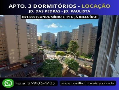 Apartamento para Locao, em Ribeiro Preto, bairro Jardim Palma Travassos, 3 dormitrios, 1 banheiro, 1 vaga