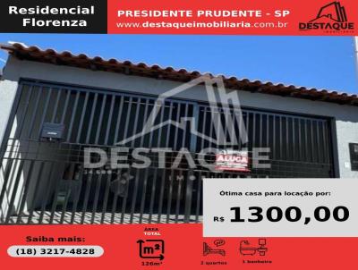 Casa para Locao, em Presidente Prudente, bairro Residencial Florenza, 2 dormitrios, 1 banheiro, 2 vagas