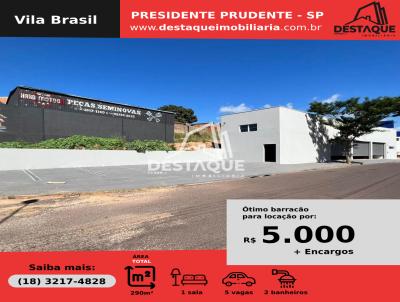 Barraco para Locao, em Presidente Prudente, bairro Vila Brasil, 2 banheiros, 5 vagas