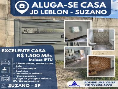 Casa para Locação, em Suzano, bairro Jardim Leblon, 3 dormitórios, 1 banheiro, 1 suíte, 1 vaga