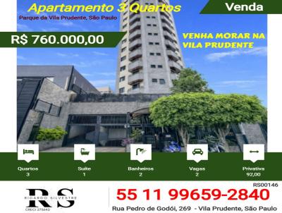 Apartamento 3 Quartos para Venda, em S�o Paulo, bairro Parque da Vila Prudente, 3 dormit�rios, 2 banheiros, 1 su�te, 2 vagas
