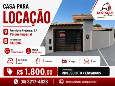 Casa para Loca��o, em Presidente Prudente, bairro Parque Imperial, 3 dormit�rios, 2 banheiros, 1 su�te, 2 vagas
