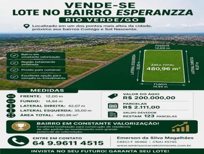 Lote para Venda, em Rio Verde, bairro ESPERANZZA