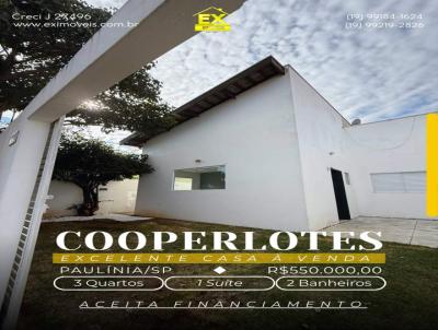 Casa para Venda, em Paul�nia, bairro Cooperlotes, 3 dormit�rios, 2 banheiros, 1 su�te, 2 vagas