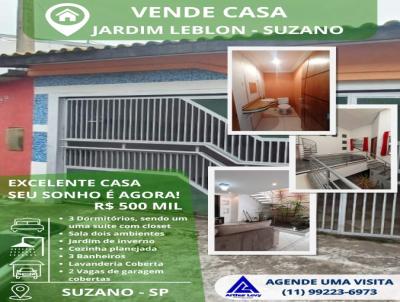 Casa para Venda, em Suzano, bairro Jardim Leblon, 3 dormit�rios, 3 banheiros, 1 su�te, 2 vagas