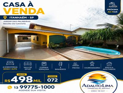 Casa para Venda, em Itanha�m, bairro Jardim Das Palmeiras, 4 dormit�rios, 3 banheiros, 1 su�te, 6 vagas