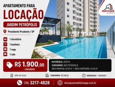 Apartamento para Loca��o, em Presidente Prudente, bairro Jardim Petr�polis, 1 dormit�rio, 1 banheiro, 1 vaga