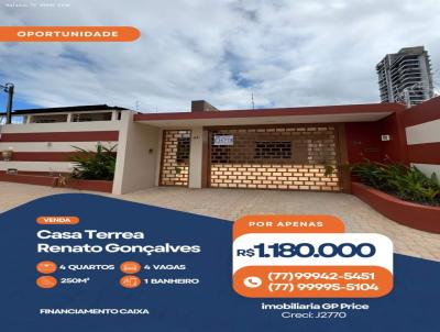 Casa para Venda, em Barreiras, bairro Renato Gon�alves, 4 dormit�rios, 1 banheiro, 4 su�tes, 4 vagas