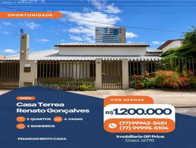 Casa para Venda, em Barreiras, bairro Renato Gon�alves, 3 dormit�rios, 2 banheiros, 1 su�te, 4 vagas
